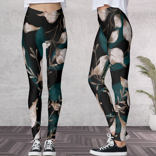 Donker Modern Boho Botanische Bladeren Leggings