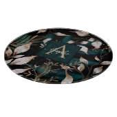 Donker Modern Boho Botanische Bladeren Monogram Snijplank (Hoek)