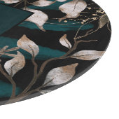 Donker Modern Boho Botanische Bladeren Monogram Snijplank (Hoek)
