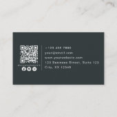 Donker modern, eenvoudig, qr code, fotografie visitekaartje (Achterkant)