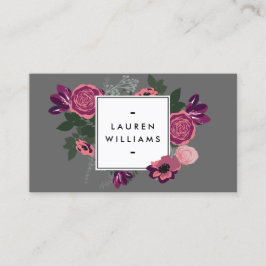 Donker Modern Floral Motif Grey Designer Visitekaartje