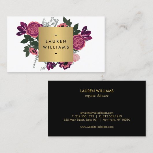 Donker  Modern Floral Motif Luxe Designer I Visitekaartje (Voorkant / Achterkant)