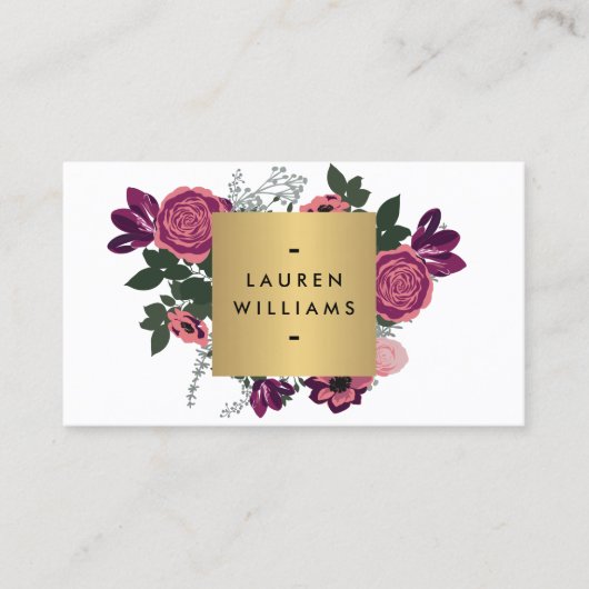 Donker  Modern Floral Motif Luxe Designer I Visitekaartje (Voorkant)