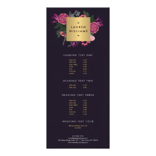 Donker  Modern Floral Motif Luxe Designer II Reclamekaart