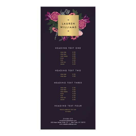 Donker  Modern Floral Motif Luxe Designer II Reclamekaart (Voorkant)