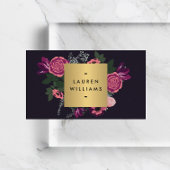 Donker  Modern Floral Motif Luxe Designer II Visitekaartje