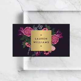 Donker  Modern Floral Motif Luxe Designer II Visitekaartje