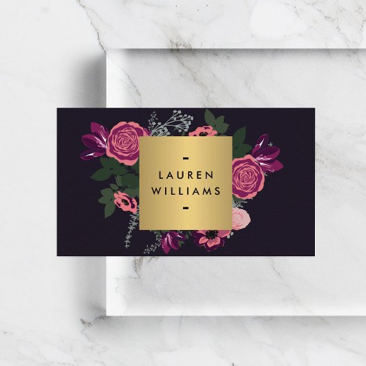 Donker Modern Floral Motif Luxe Designer II Visitekaartje