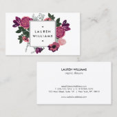 Donker Modern Floral Motif White Designer Visitekaartje (Voorkant / Achterkant)