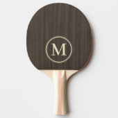 Donker Modern Houten Monogram Tafeltennisbatje (Voorkant)