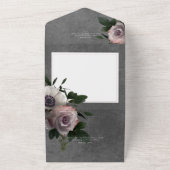 Donker Modern Roze & Wit Moody Bloemen Geen Diner All In One Uitnodiging (Buitenkant)