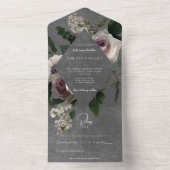 Donker Modern Roze & Wit Moody Bloemen Geen Diner All In One Uitnodiging (Binnen)