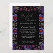 Donker modern zwart en paarse bloemontwerp kaart (Voorkant / Achterkant)