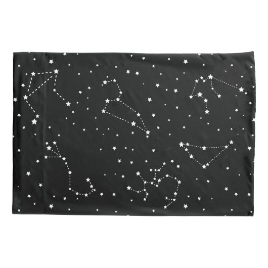 Donker Modern Zwart Wit Sterren Ruimte Kussensloop (Achterkant-Links)