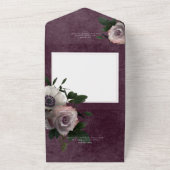 Donker Moderne Roze & Witte Bloemen Wijn QR Code All In One Uitnodiging (Buitenkant)