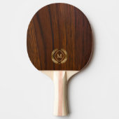 Donker mohagony hout gouden badge monogram tafeltennisbatje (Voorkant)