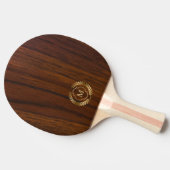 Donker mohagony hout gouden badge monogram tafeltennisbatje (Zijkant)