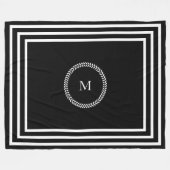Donker Monogram Zwart-wit lijsten Gezellig Fleece Deken (Voorkant (Horizontaal))