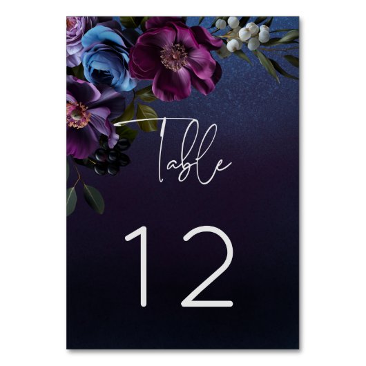 Donker Moody Blauw Lavendel Bloemen Moderne bruilo Kaart (Voorkant)