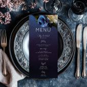 Donker Moody Blauw Lavendel Bloemen Moderne bruilo Menu