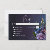 Donker Moody Blauw Lavendel Bloemen Moderne bruilo RSVP Kaartje (Voorkant)