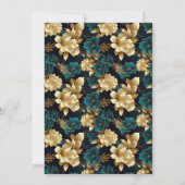 Donker Moody Bloemen Blauwgroen Goud Ivoor Zwart B Kaart (Achterkant)