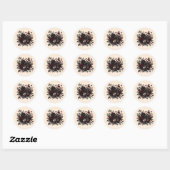Donker Moody Bloemen Elegant Bloemen Crème Bruilof Ronde Sticker (Vel)