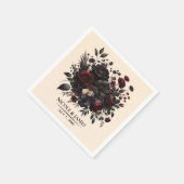 Donker Moody Bloemen Elegant Bloemen Crème Bruilof Servet (Hoek)