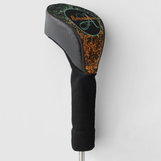 Donker Moody Bloemen Monogram Golfheadcover (Schuin)