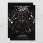 Donker Moody Bloemen Schedel Kist Gotische bruilof Kaart (Voorkant / Achterkant)