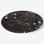 Donker Moody Bloemen Schedel Kist Gotische bruilof Papieren Bordje (Gekanteld)