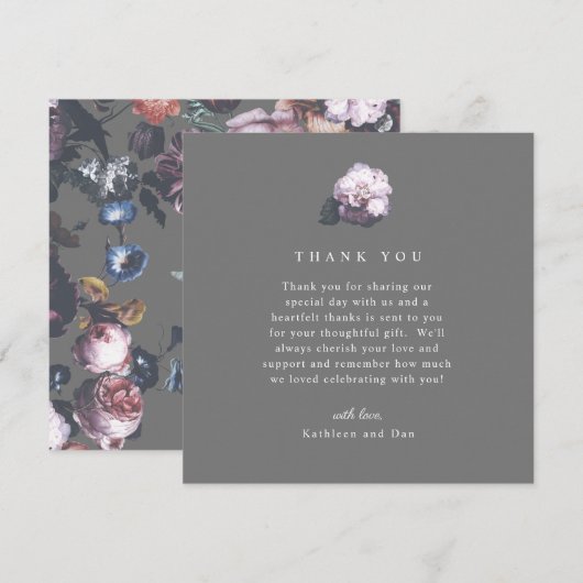 Donker Moody Bloemen Trouwen Dank u kaart (Voorkant / Achterkant)