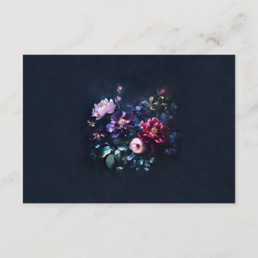 Donker Moody Bloemen Zwart Mauve Trouwen Wishing W Informatiekaartje (Achterkant)