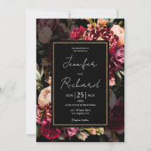 Donker Moody Bloom Dutch Old Masters Zwart Bruilof Kaart (Voorkant)