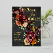 Donker Moody Bold Wild Flower Bewaar de datum Folie Uitnodiging (Staand Voorkant)