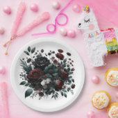 Donker Moody Bos Bloemen Elegant Bloemen Bruiloft Papieren Bordje (Feest)