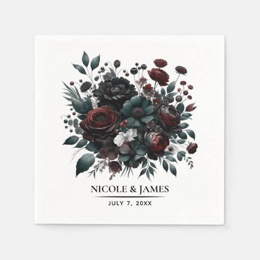 Donker Moody Bos Bloemen Elegant Bloemen Bruiloft Servet (Voorkant)