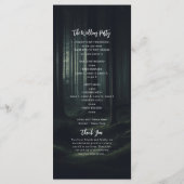 Donker Moody Bos Bomen Twilight Bruiloft Programma Programmakaart (Achterkant)