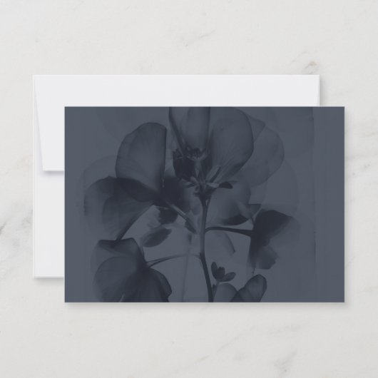 Donker Moody Botanisch Blauw Bloem Bruiloft RSVP Kaartje (Achterkant)