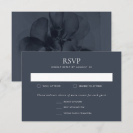 Donker Moody Botanisch Blauw Bloem Bruiloft RSVP Kaartje