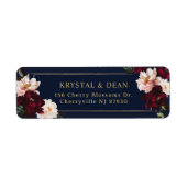 Donker Moody Bourgogne Blush Navy Blauw Bloemen Br Etiket (Voorkant)