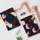 Donker Moody Bourgogne Blush Navy Blauw Bloemen Br Kaart