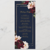 Donker Moody Bourgogne Blush Navy Blauw Bloemen Br Programmakaart (Achterkant)