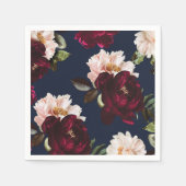 Donker Moody Bourgogne Blush Peony Bloemen Navy Bl Servet (Voorkant)