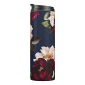 Donker Moody Bourgogne Blush Peony Bloemen Navy Bl Thermosbeker (Geroteerd rechts)