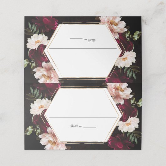 Donker Moody Bourgogne Blush Pioenen Bloemen Bruil Plaatskaartje (Buitenkant ongevouwen)