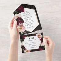 Donker Moody Bourgogne Blush Zwart Bloemen Bruilof