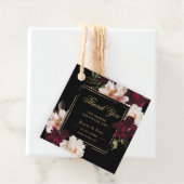 Donker Moody Bourgogne Blush Zwart Bloemen Bruilof Bedankjes Labels (In situ)