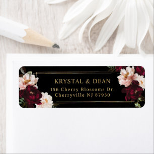 Donker Moody Bourgogne Blush Zwart Bloemen Bruilof Etiket