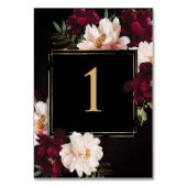 Donker Moody Bourgogne Blush Zwart Bloemen Bruilof Kaart (Voorkant)